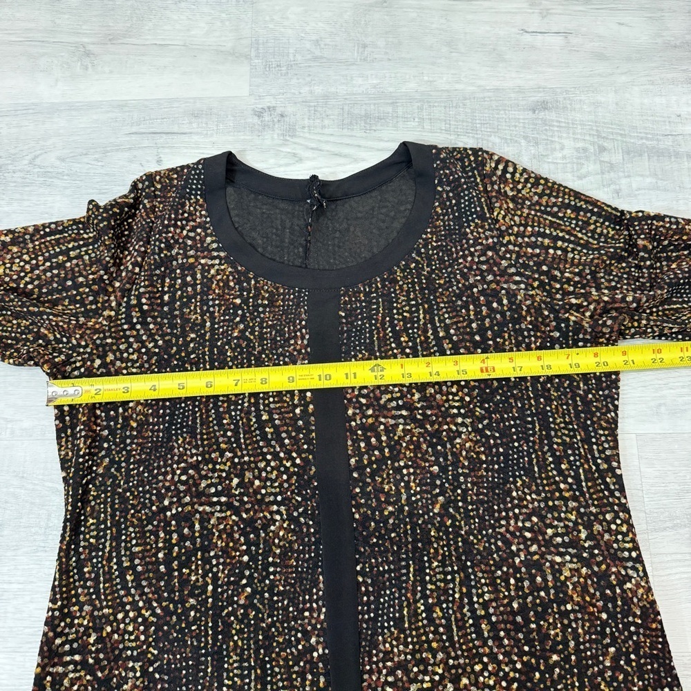 Allison Daley Tunic Blouse Earthtone Brown, Cream, Red Polka Dot 3/4 Sleeve - Picture 15 of 17